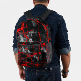 Horror Night Goth - Schwarzweiß, Rot Bedruckter Rucksack