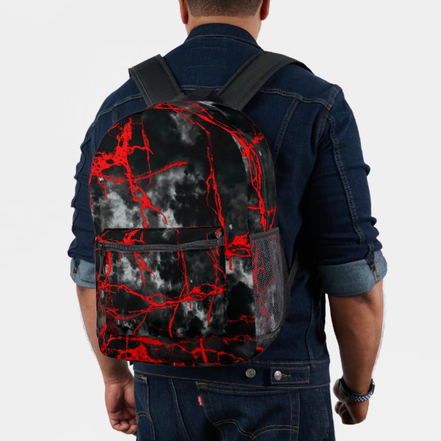 Horror Night Goth - Schwarzweiß, Rot Bedruckter Rucksack (Insitu (Modell))