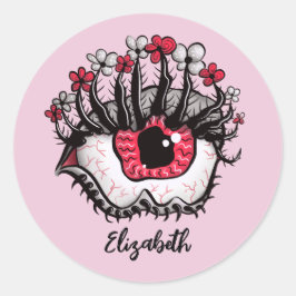 Horror Pastel Goth Eye Macabre Pink Creepy Name Runder Aufkleber