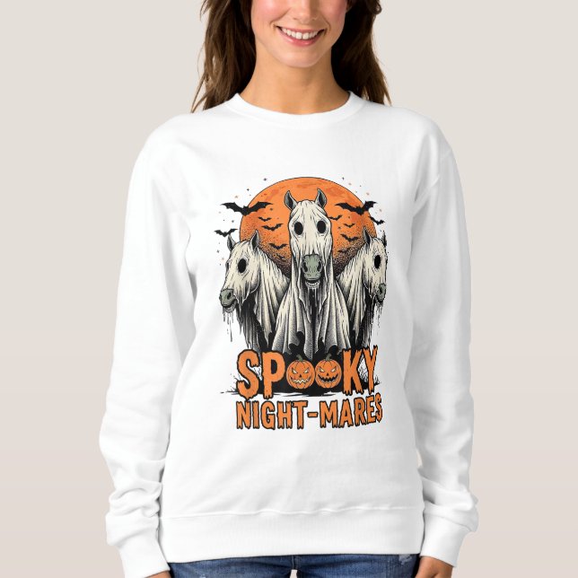 Horror Retro Spooky Night Mares Pferde Bootsphoste Sweatshirt (Vorderseite)
