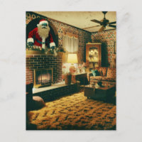 Horror Santa Vintag Wohnzimmer Kamin