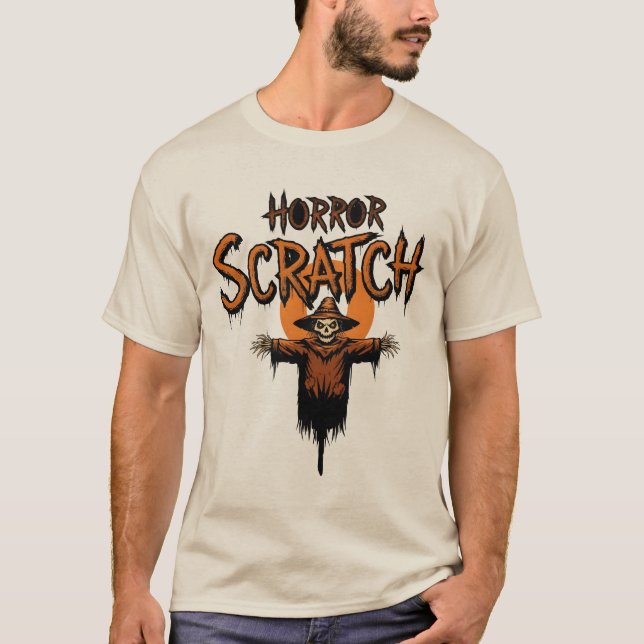 HORROR SCRATCH Spooky Scarecrow Halloween T-Shirt (Vorderseite)