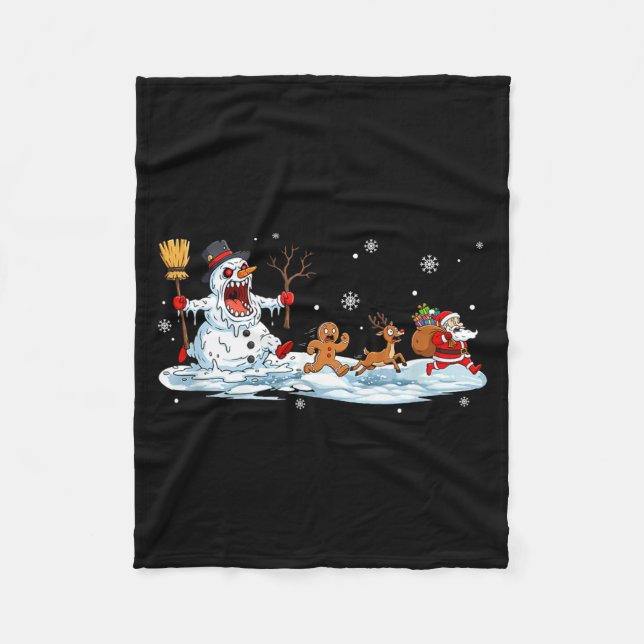 Horror Snowman Christmas Reindeer Gingerbread Sant Fleecedecke (Vorderseite)