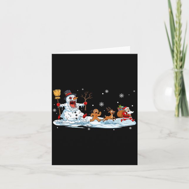 Horror Snowman Christmas Reindeer Gingerbread Sant Karte (Vorderseite)