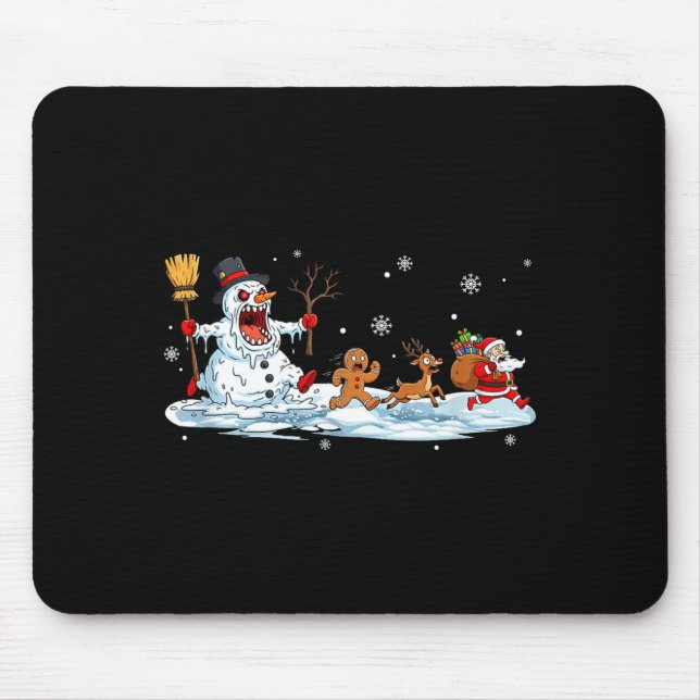 Horror Snowman Christmas Reindeer Gingerbread Sant Mousepad (Vorne)