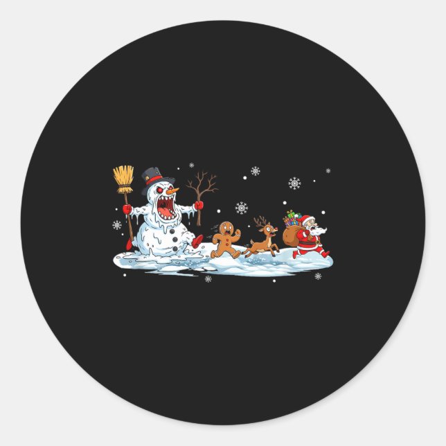 Horror Snowman Christmas Reindeer Gingerbread Sant Runder Aufkleber (Vorderseite)