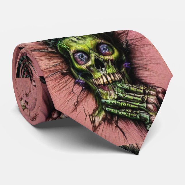 Horror Spooky Creepy Skull Krawatte (Gerollt)