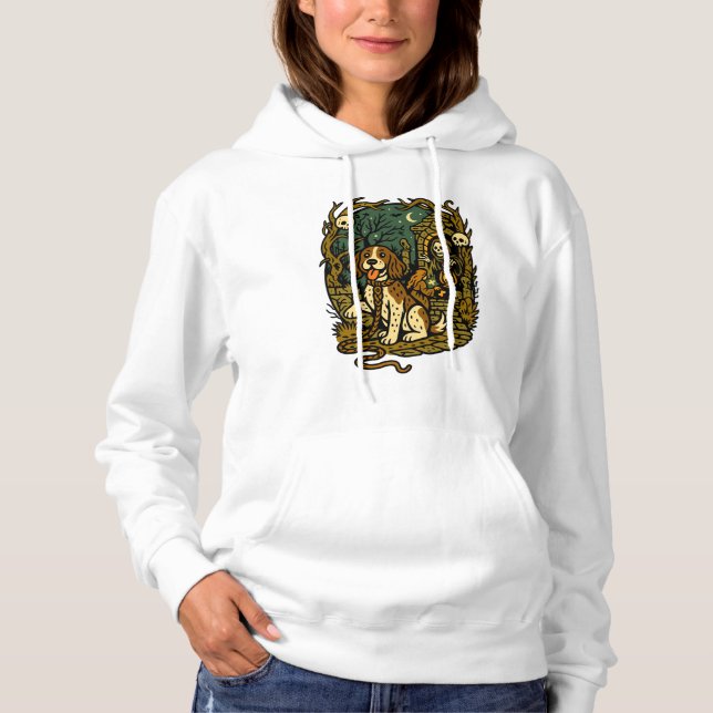 Horror Spooky Skeleton Dog Aesthetic Hoodie (Vorderseite)