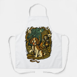 Horror Spooky Skeleton Dog Aesthetic Schürze