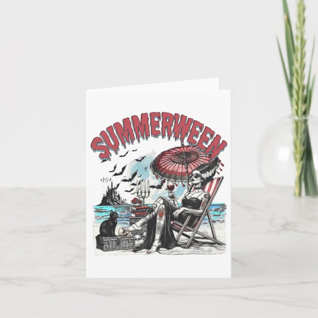 Horror Summerween Halloween Vintag Beac Karte (Vorderseite)