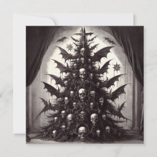 Horror-Totenschädel-Weihnachtsbaum Goth-Weihnachte Feiertagskarte