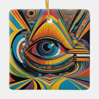 Horror Vacui Psychedelic Artwork aus den 1960er Ja Keramikornament