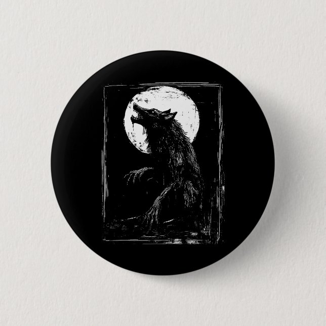 Horror Werewolf Head Halloween Mythology Wolf Shif Button (Vorderseite)