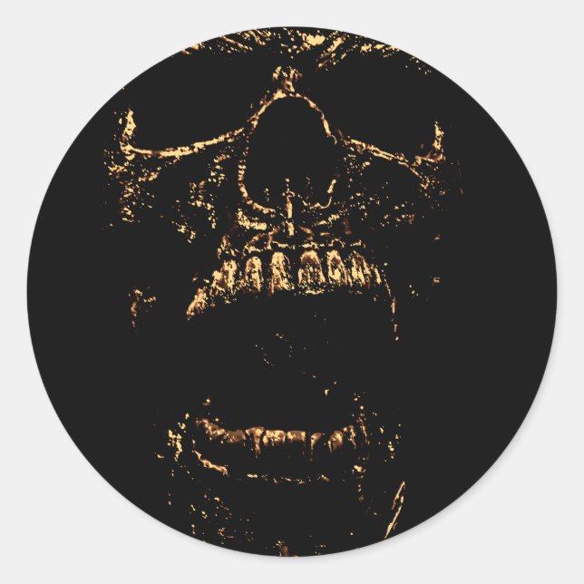 Horrorstuff Golden Skull Runder Aufkleber (Vorderseite)