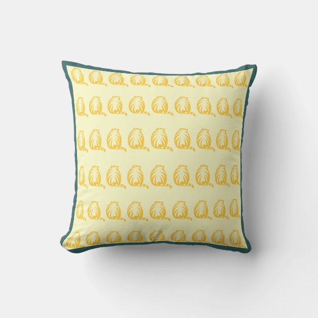 Hors blanc et jaune moutarde CATS coussin moderne (Recto)