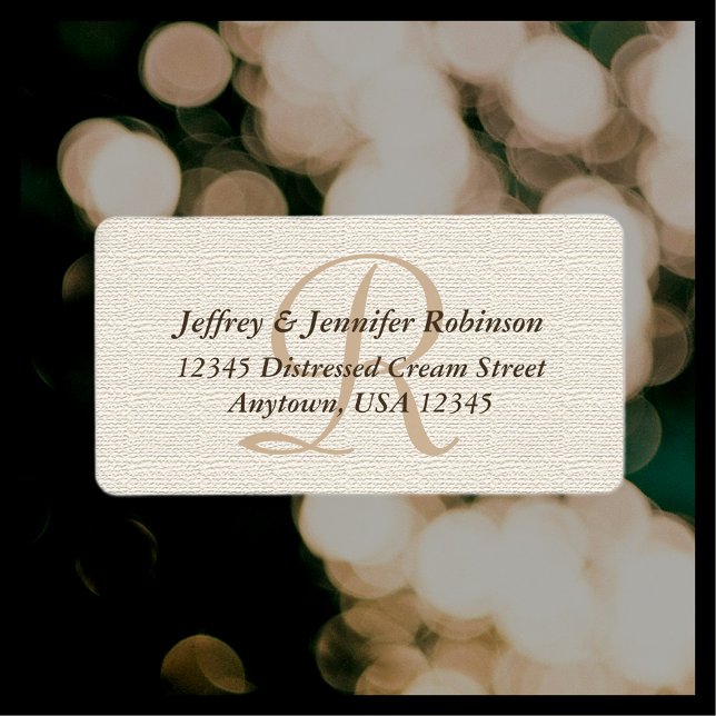 Hors blanc texturé Adresse de retour Étiquette Mon (Créateur téléchargé)