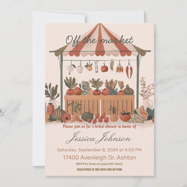 Hors du marché fermier invitation de douche nuptia (Devant)