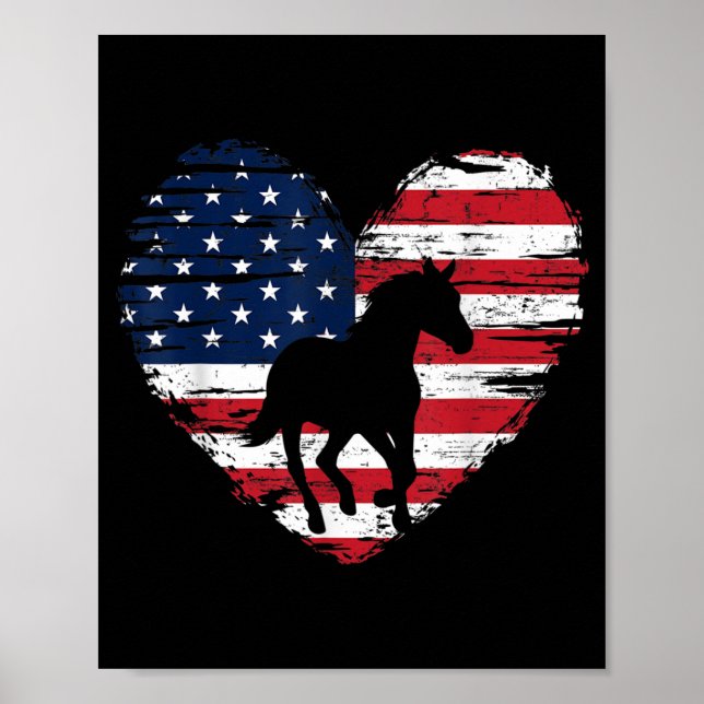 Horse American Flag Heart USA Patriotic Pride Poster (Vorne)