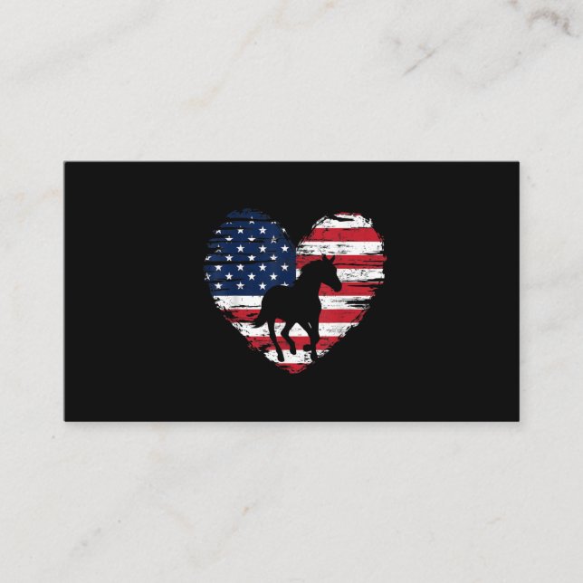 Horse American Flag Heart USA Patriotic Pride Visitenkarte (Vorderseite)