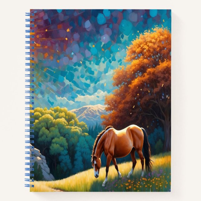 Horse and Flowers in a colorful meadow Notizbuch (Vorderseite)