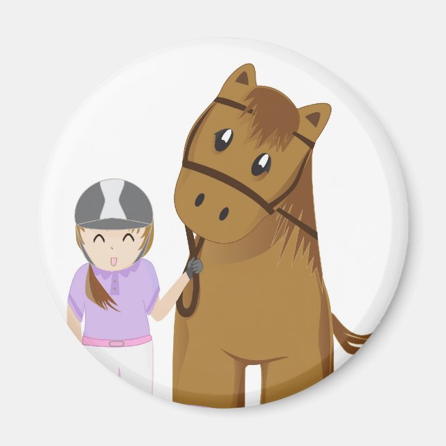 Horse and girl - Mädchen und Pferd Magnet (Vorne)