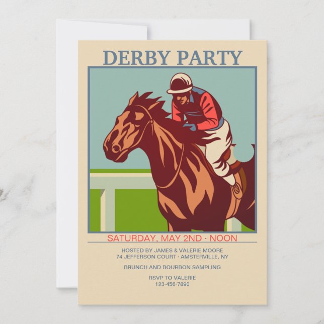 Horse and Jockey Derby Party Einladung (Vorderseite)