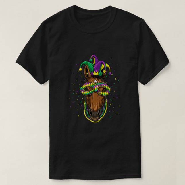 Horse Animal Lover Cute Mardi Gras Carnival Jester T-Shirt (Design vorne)