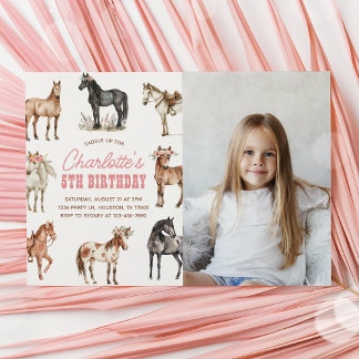 Horse Anniversaire Photo Invitation