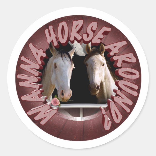Horse Around Valentine's Day Runder Aufkleber (Vorderseite)