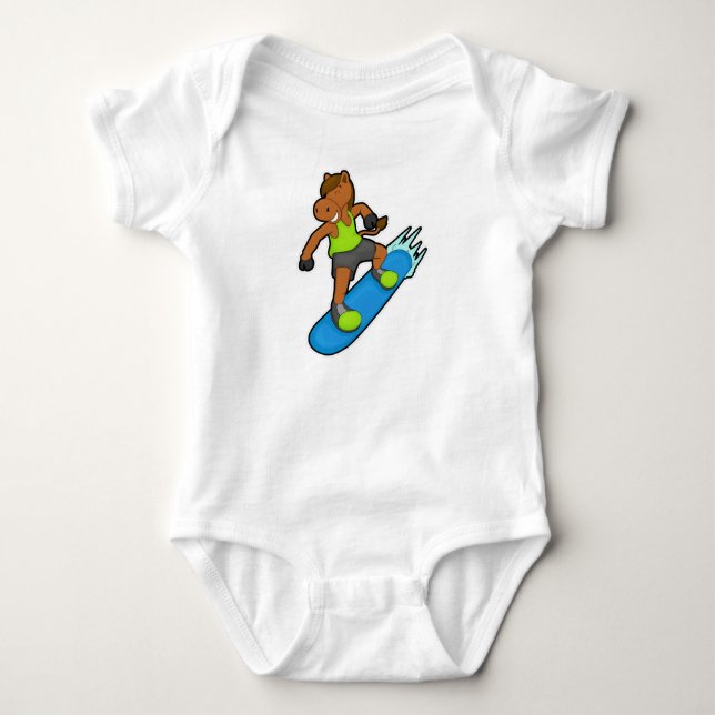 Horse as Snowboarder with Snowboard Baby Strampler (Vorderseite)