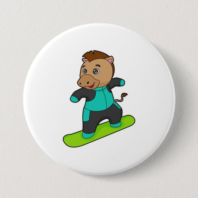 Horse as Snowboarder with Snowboard Button (Vorderseite)