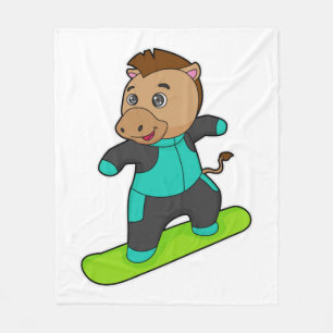 Horse as Snowboarder with Snowboard Fleecedecke