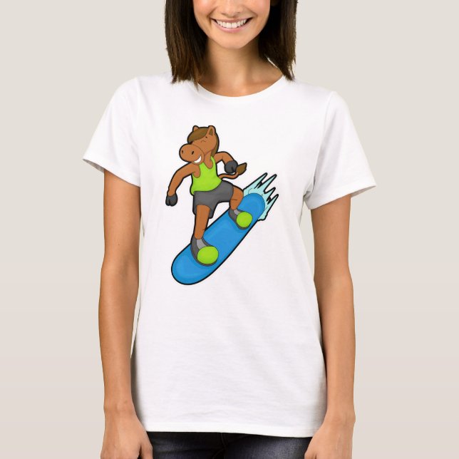 Horse as Snowboarder with Snowboard T-Shirt (Vorderseite)