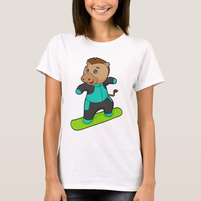 Horse as Snowboarder with Snowboard T-Shirt (Vorderseite)