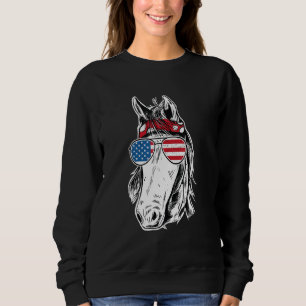 Horse Aviator Sonnenbrille Tieramerikanische Flagg Sweatshirt