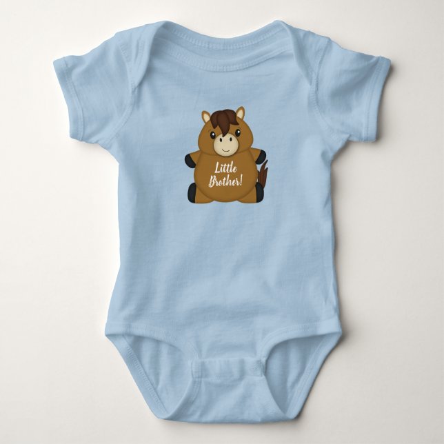 Horse Baby Shower Blue Strampler (Vorderseite)
