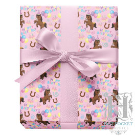 Horse Birthday Gift Wrapping Paper in Pink Geschenkpapier