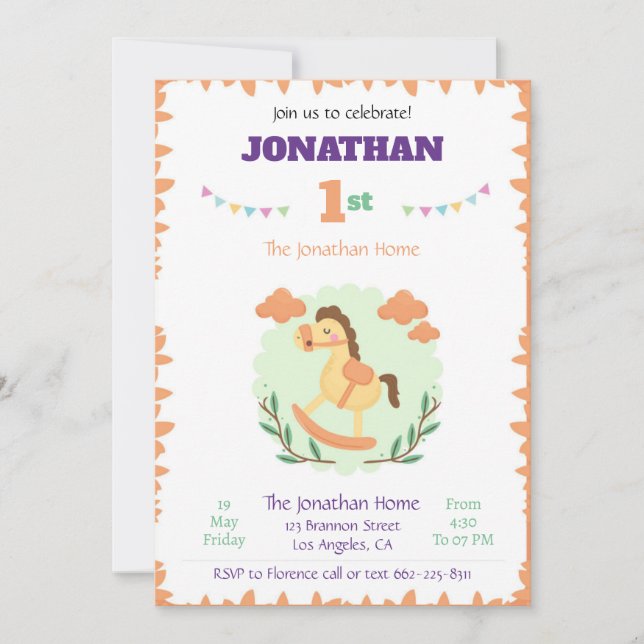 Horse Birthday Invitation template animale invite Einladung (Vorderseite)