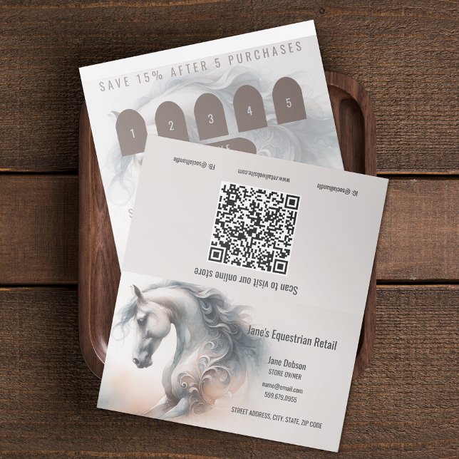 Horse Business QR Code Plaqué Cartes de Fidélité (Horse Business QR Code Folded Loyalty Cards (unfolded))