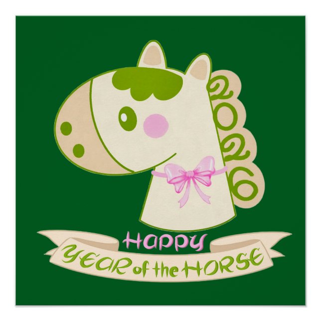 Horse Chinese New Year 2026 Cute Lucky Glossy  Poster (Vorderseite)