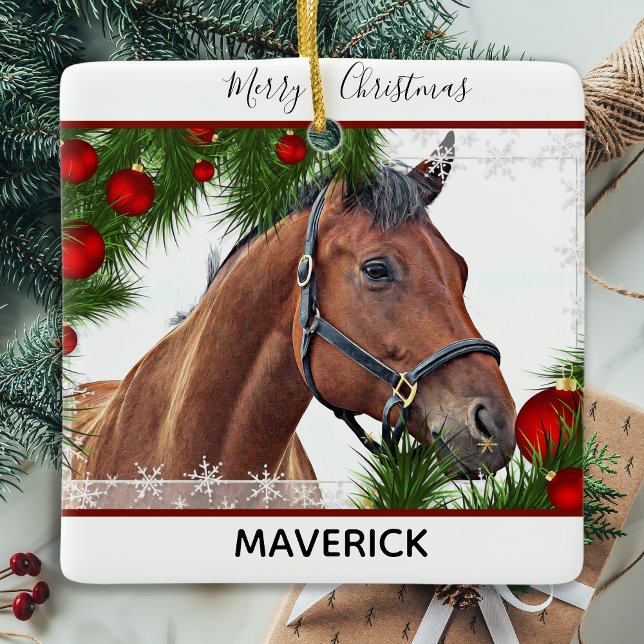 Horse Christmas - Equestrian Cute Pony Keramikornament (Von Creator hochgeladen)