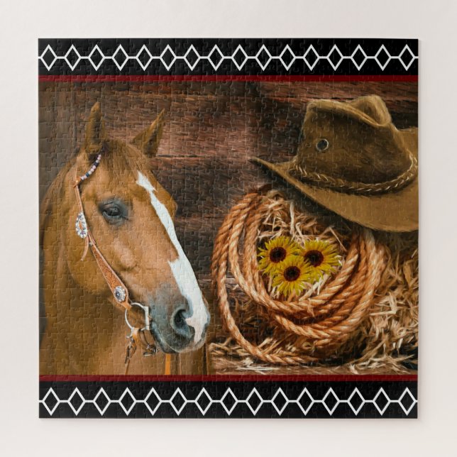 Horse Cowboy Hat Lasso Western Pattern (Vertikal)
