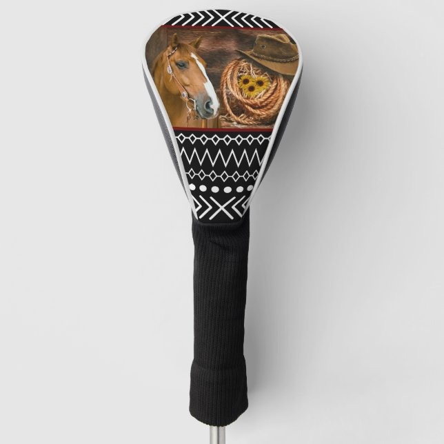 Horse Cowboy Hat Lasso Western Pattern  Golf Headcover (Vorderseite)