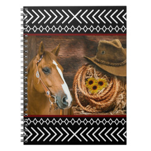 Horse Cowboy Hat Lasso Western Pattern Notizblock