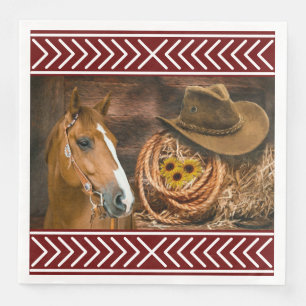 Horse Cowboy Hat Lasso Western Pattern  Serviette