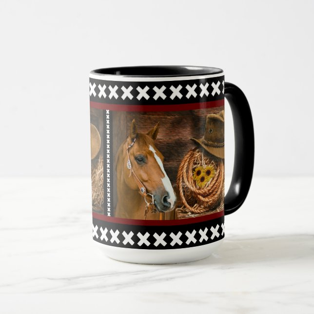 Horse Cowboy Hat Lasso Western Pattern Tasse (VorderseiteRechts)