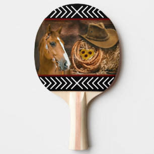 Horse Cowboy Hat Lasso Western Pattern Tischtennis Schläger