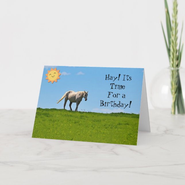 Horse Cute Pun Art Carte Anniversaire (Devant)