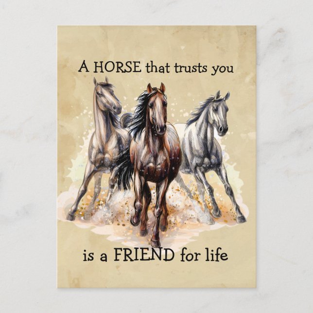 HORSE, dass Trusts FREUND für das Leben Zitat Postkarte (Vorderseite)