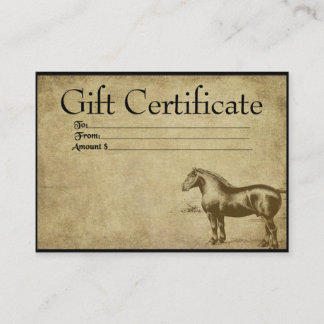 Horse de travail Ol' - Cartes de certificats-cadea